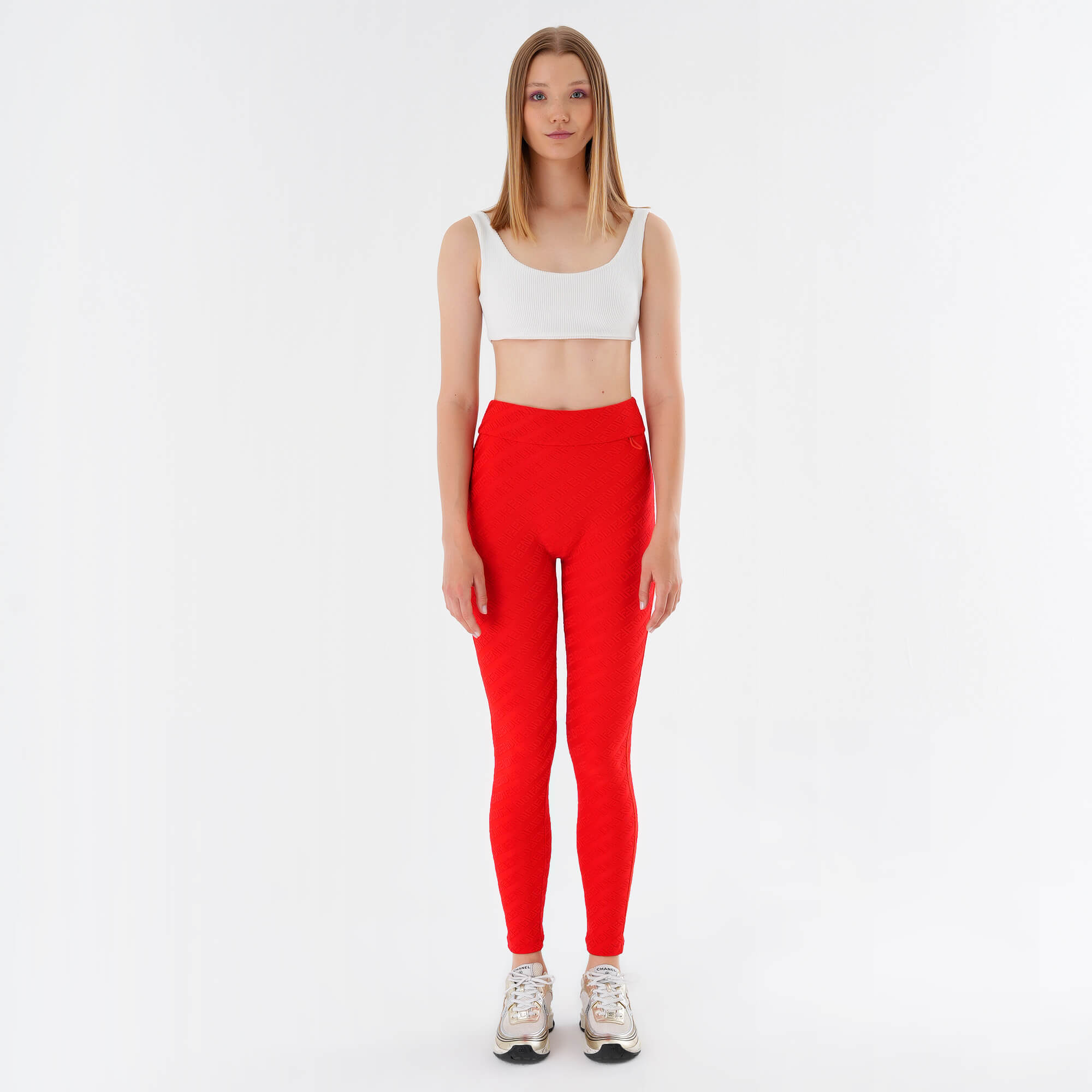 Fendi - Red Logo Leggings M